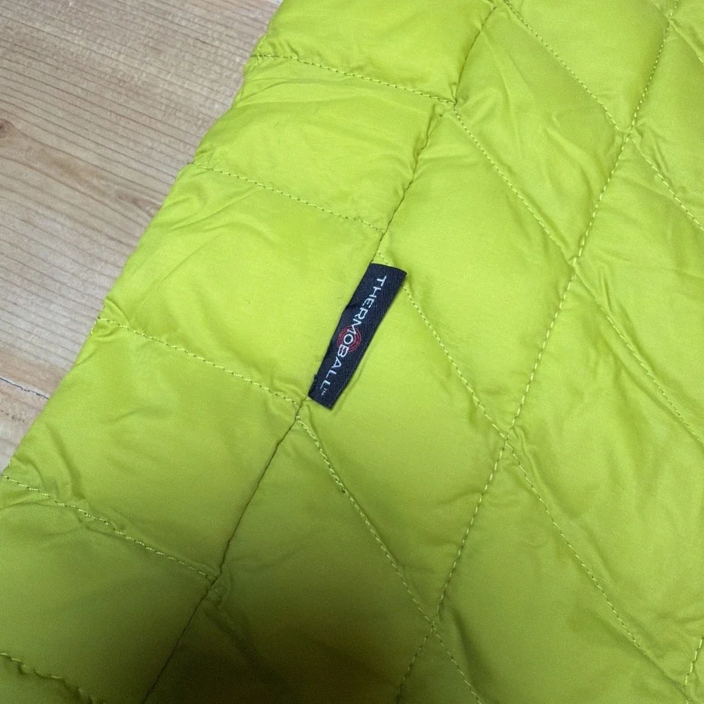 The North Face ThermoBall‎ Vest Mens Large Lime Green Quilted Full Zip Insulated